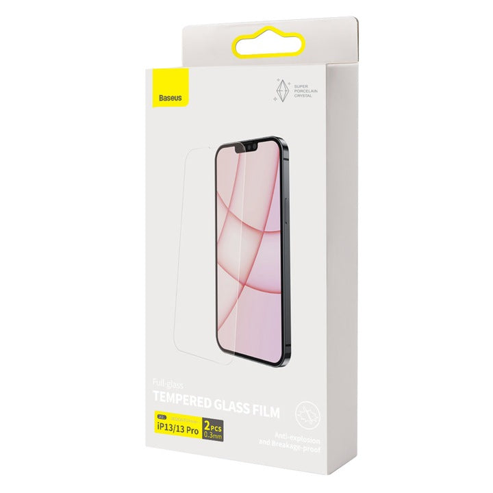 Set 2 folii protectie pentru iPhone 13 Pro/13, Baseus, Sticla securizata, Transparent