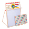 Tabla educationala 5 in 1 cu creta + Abacus + magneti, Lemn, 42 x 32,5 cm, 3 ani+