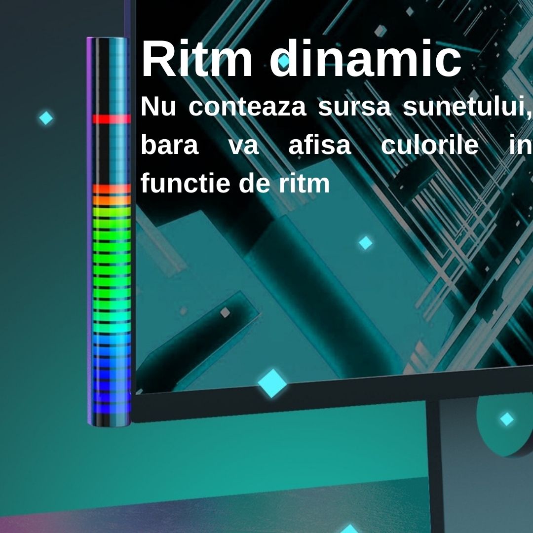Bara cu leduri RGB 360°, control prin aplicatie, 32 leduri, multiple moduri
