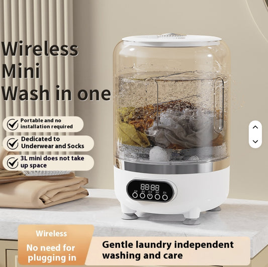 Mini Mașină de Spălat Portabilă 3L cu Stoarcere – Compactă, Wireless și Ideală pentru Lenjerie &amp; Șosete