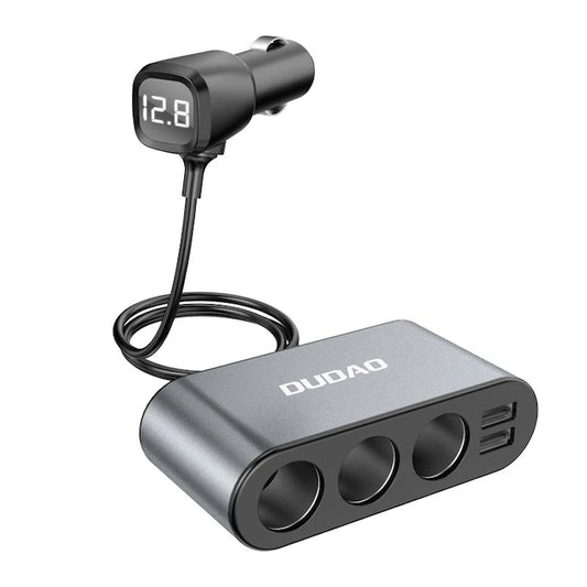 Incarcator auto Dudao R1Pro, 3 splitter bricheta, 2x USB, Negru
