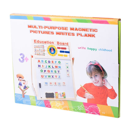 Tabla educationala 5 in 1 cu creta + Abacus + magneti, Lemn, 42 x 32,5 cm, 3 ani+