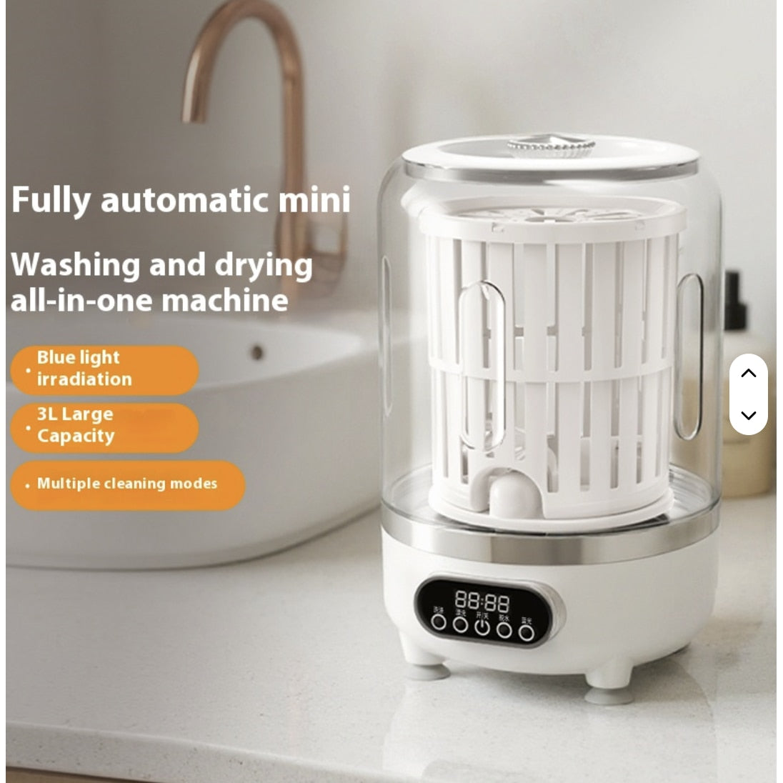 Mini Mașină de Spălat Portabilă 3L cu Stoarcere – Compactă, Wireless și Ideală pentru Lenjerie &amp; Șosete