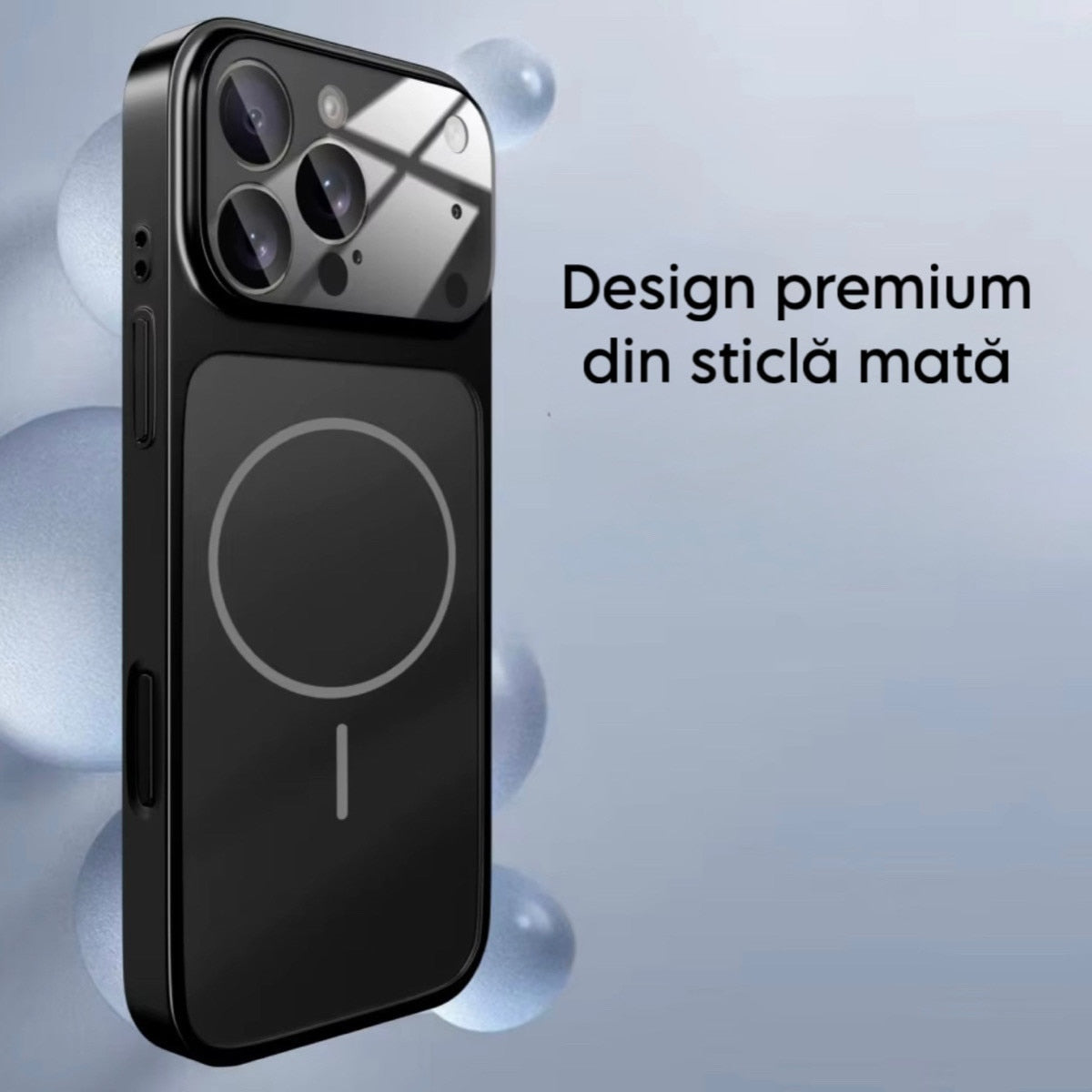 Husă MAGLENS AG Glass – Transformă orice iPhone 13–17 în iPhone 17 Pro Max | Design Premium, Sticlă Mată, Compatibilă MagSafe