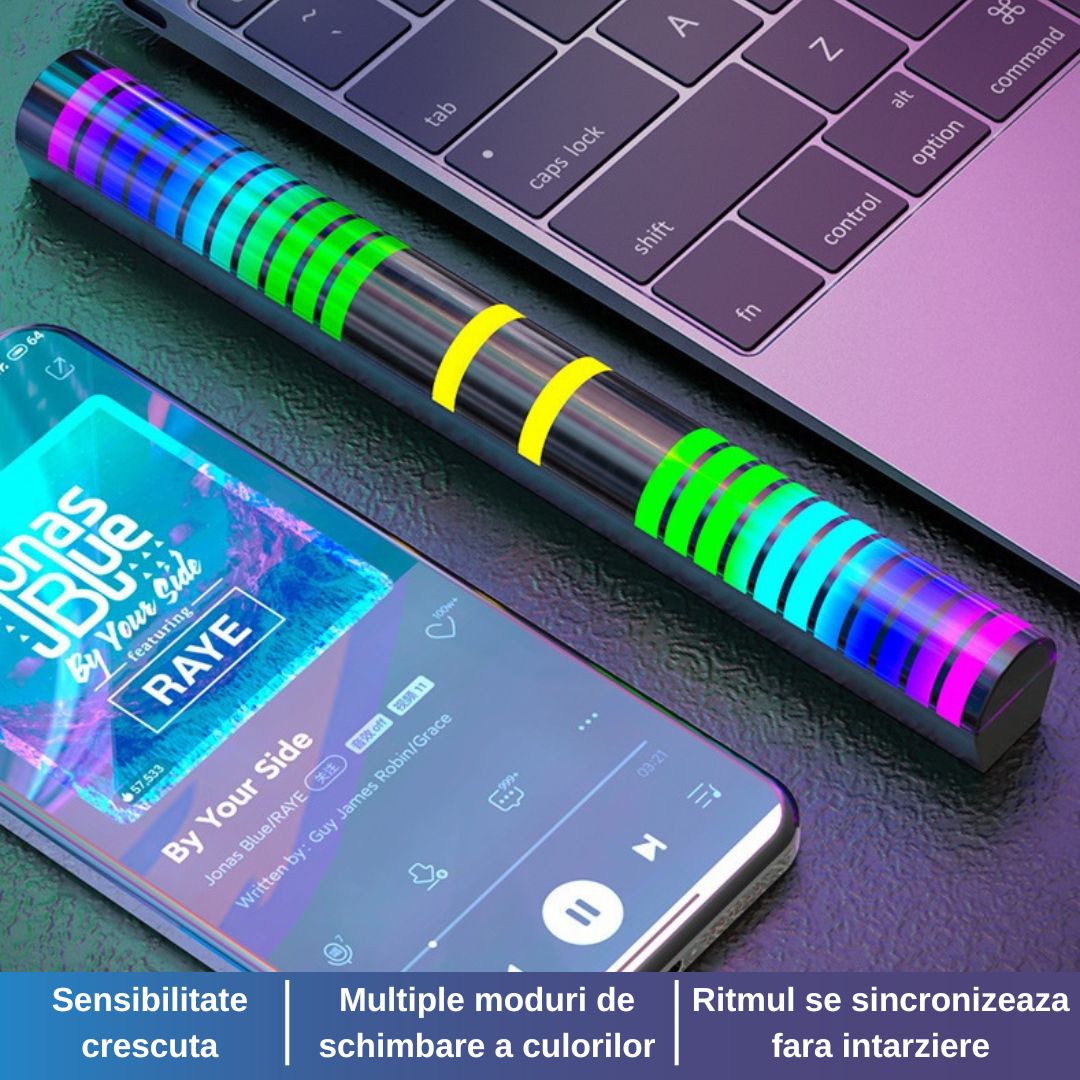 Bara cu leduri RGB 360°, control prin aplicatie, 32 leduri, multiple moduri