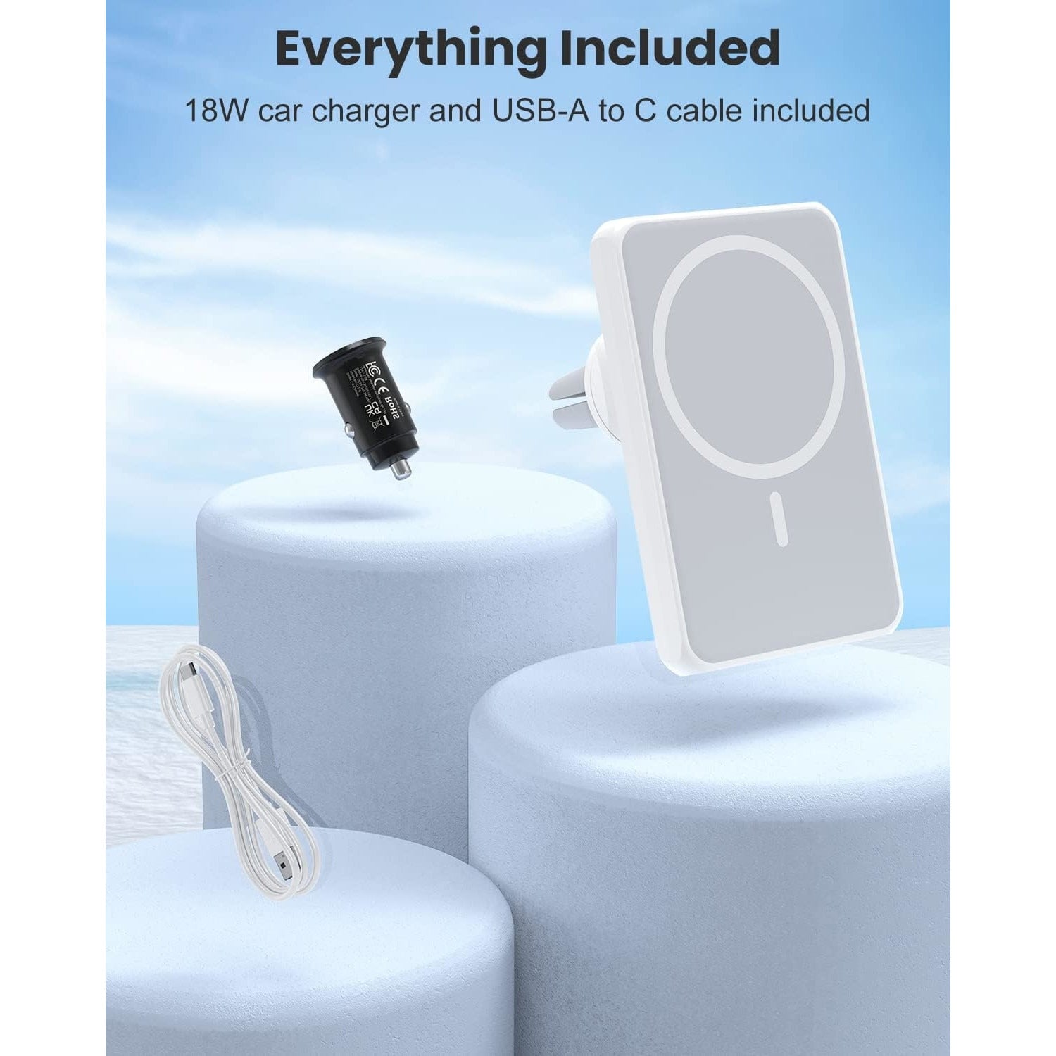 Incarcator auto magnetic wireless compatibil Mag-Safe