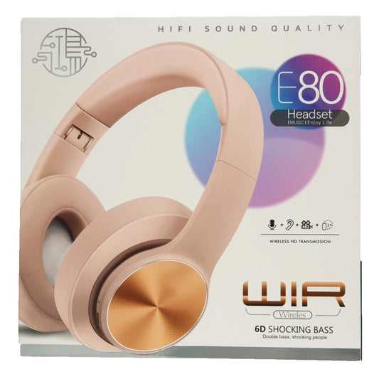 Casti Wireless E80 Pliabile, 6D Shoking Bass