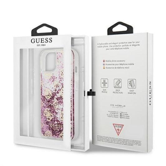 Husa Guess iPhone 13 Mini, Peony Liquid Glitter, Roz