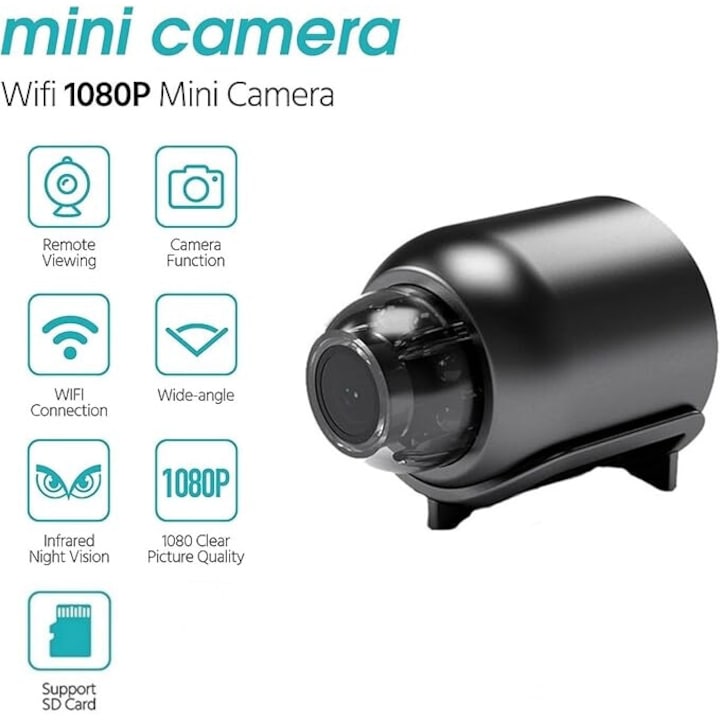 OFERTĂ 1+1 Mini Cameră Spion X5, WiFi, 1080p, Night Vision