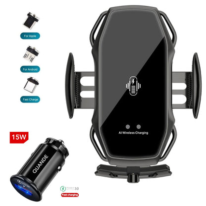 Incarcator auto suport Smart wireless Fast Charger 15W, QUANDE, Adapter auto 18w, 3.0, universal