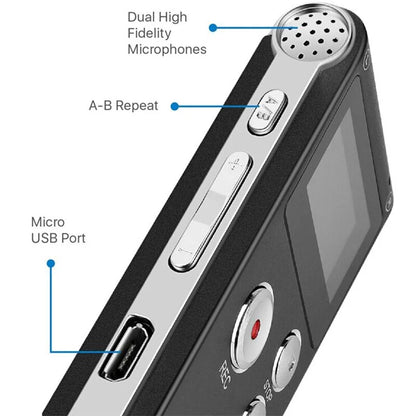 Reportofon digital Andowl Q-LY77, 16G Hifi, MP3/WAV, accesorii, negru