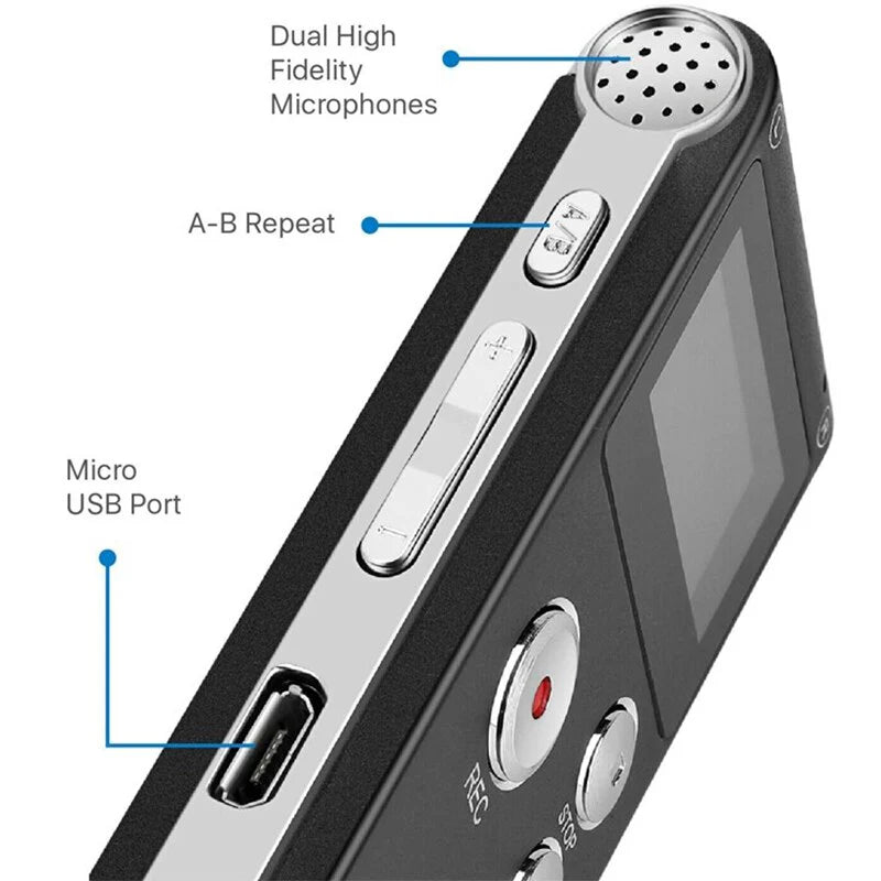 Reportofon digital Andowl Q-LY77, 16G Hifi, MP3/WAV, accesorii, negru