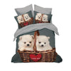 Set Lenjerie de pat, Home Style, model 3D catelusi 1, 6 piese, 2 persoane, bumbac finet, multicolor