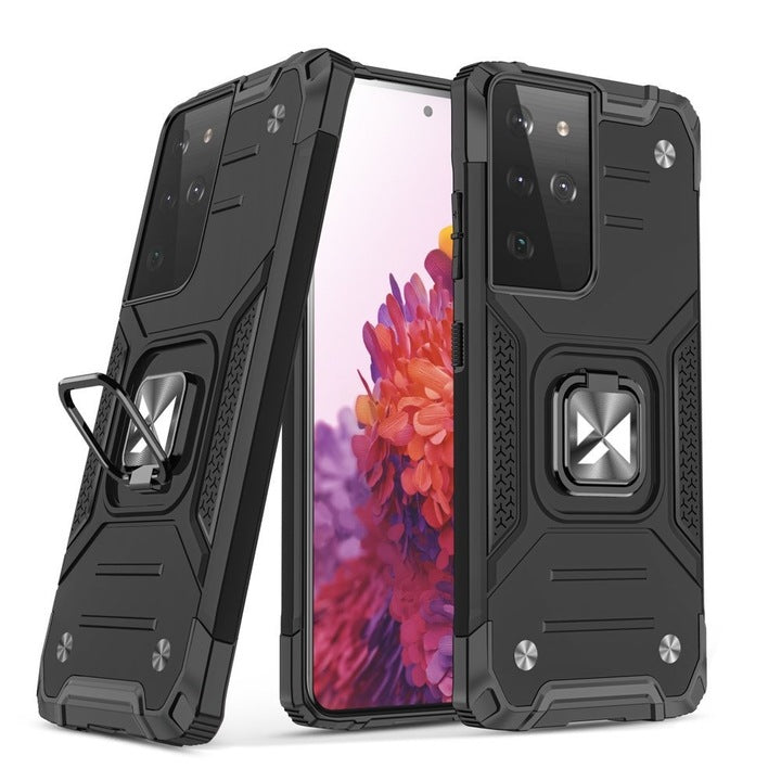 Husa telefon Wozinsky Ring Armor, hibrida cu suport magnetic, Samsung Galaxy S22 Ultra, negru