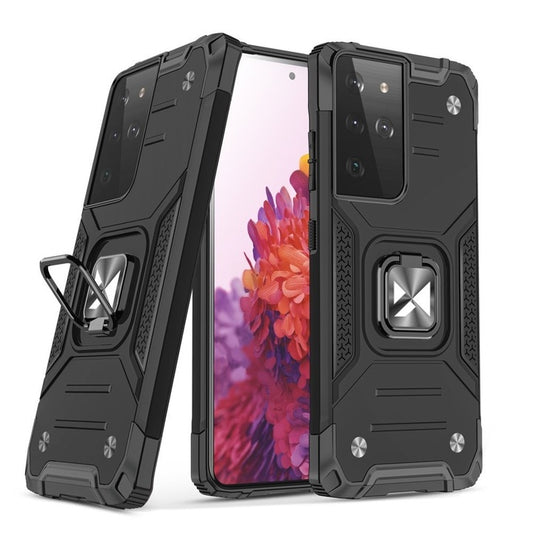 Husa telefon Wozinsky Ring Armor, hibrida cu suport magnetic, Samsung Galaxy S22 Ultra, negru