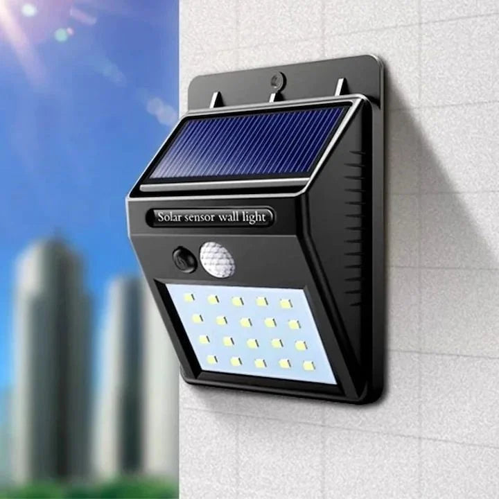 OFERTĂ 1+1 – Lampă Solară LED cu Senzor MotionLight Compact, 20 LED, 6500K, IP64, Negru