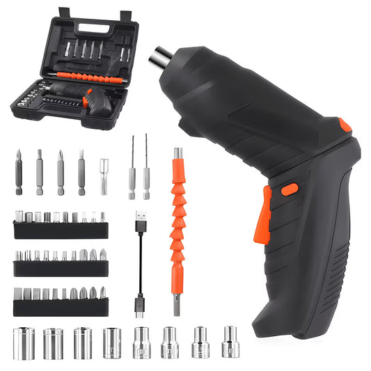 Șurubelniță Electrică Portabilă 3.6V cu 47 Piese – Set Complet pentru Bricolaj, Reparații și Montaj
