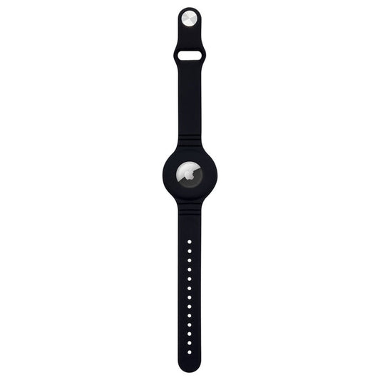 Husa de protectie tip bratara Hurtel pentru Apple AirTag, Flexibila, Silicon, Negru