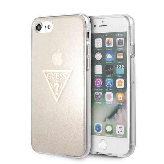 Husă Guess Glitter Triangle pentru iPhone SE (2020) – Auriu
