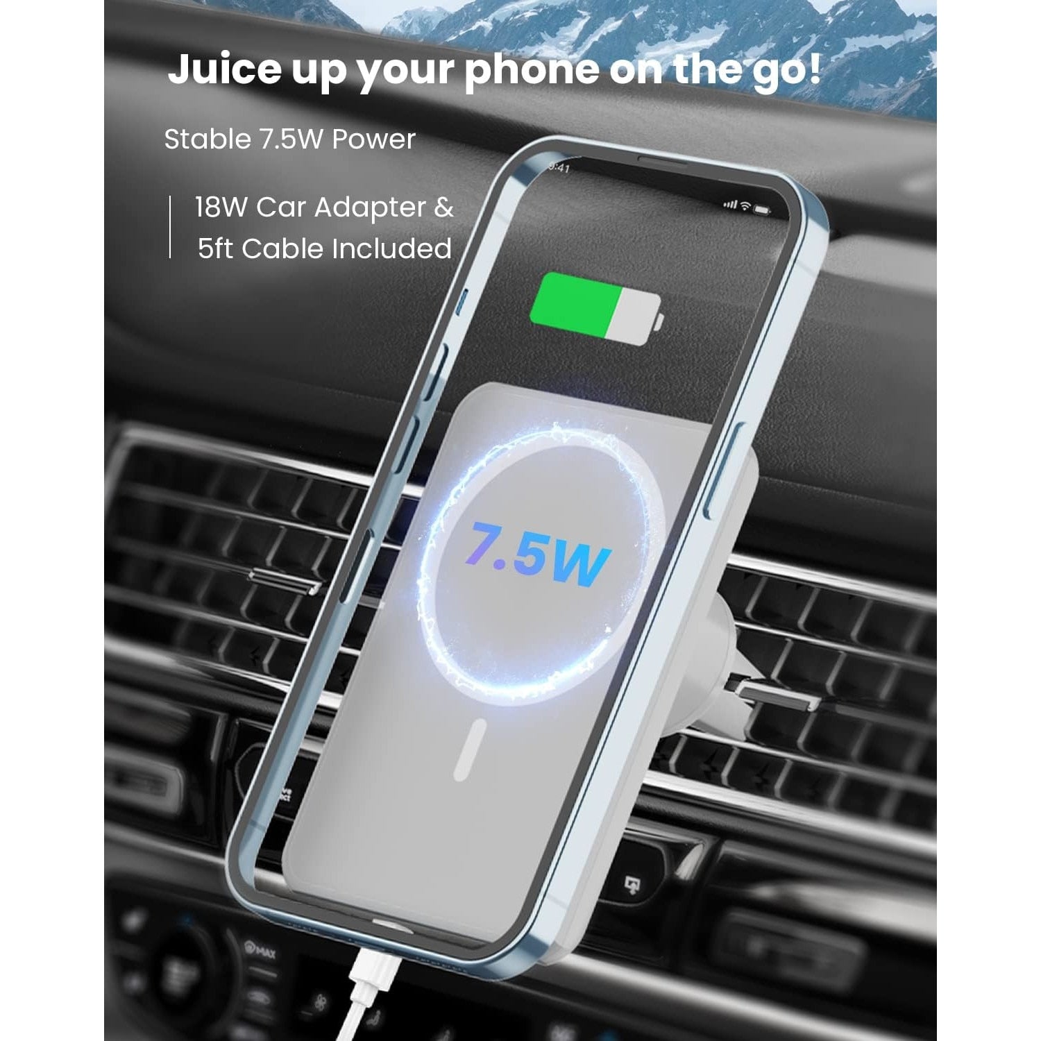 Incarcator auto magnetic wireless compatibil Mag-Safe
