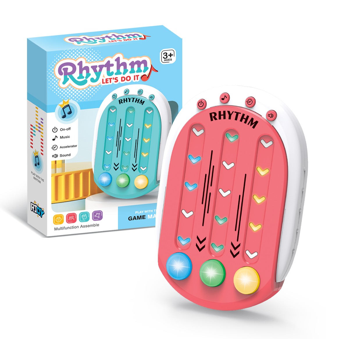 Jucarie Interactiva, Flippy, Tip Jocuri Ritmice, +3 Ani, din ABS, 8 Niveluri de Joc, 9.5 x 2.5 x 13.6 cm, Rosu-1