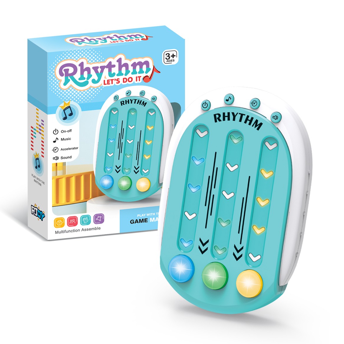 Jucarie Interactiva, Flippy, Tip Jocuri Ritmice, +3 Ani, din ABS, 8 Niveluri de Joc, 9.5 x 2.5 x 13.6 cm, Albastru-1