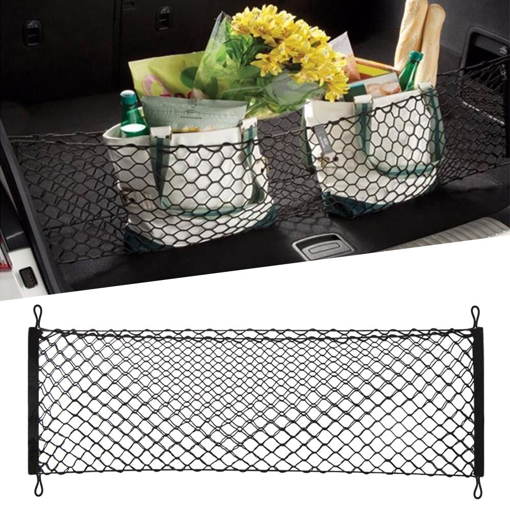 Plasa de bagaje elastica cu buzunar si suporti de montaj, dimensiune 100 x 40 cm-0