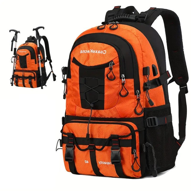 Rucsac Multifunctional de Alpinism, Flippy, Capacitate 36-55 L, de Calatorie, Impermeabil, Slot USB Incarcare Telefon, Bretele Reglabile, 52 x 34 x 19 cm, Portocaliu-4