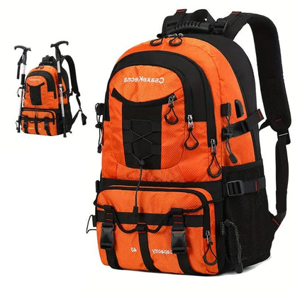 Rucsac Multifunctional de Alpinism, Flippy, Capacitate 36-55 L, de Calatorie, Impermeabil, Slot USB Incarcare Telefon, Bretele Reglabile, 52 x 34 x 19 cm, Portocaliu-4