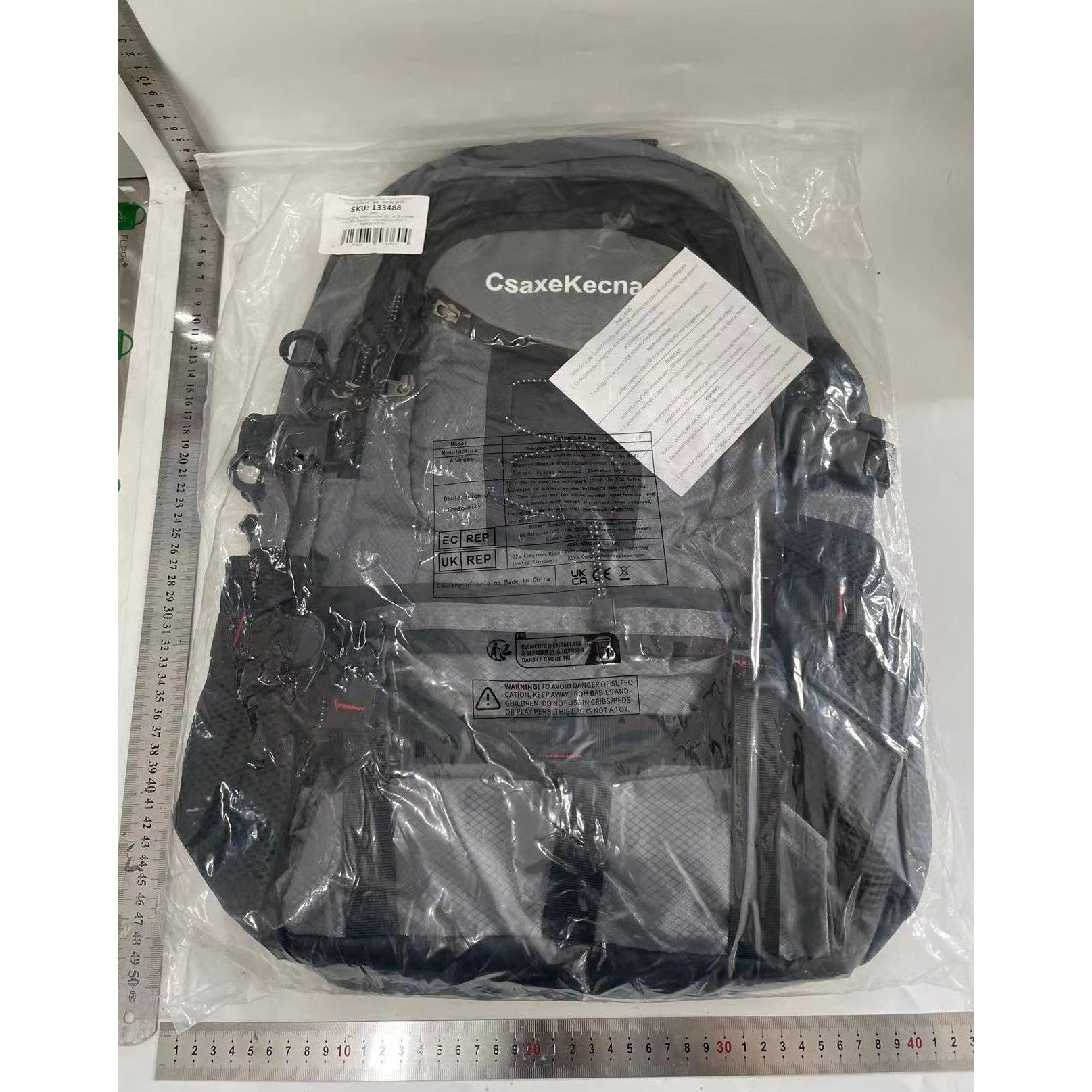 Rucsac Multifunctional de Alpinism, Flippy, Capacitate 36-55 L, de Calatorie, Impermeabil, Slot USB Incarcare Telefon, Bretele Reglabile, 52 x 34 x 19 cm, Gri-3