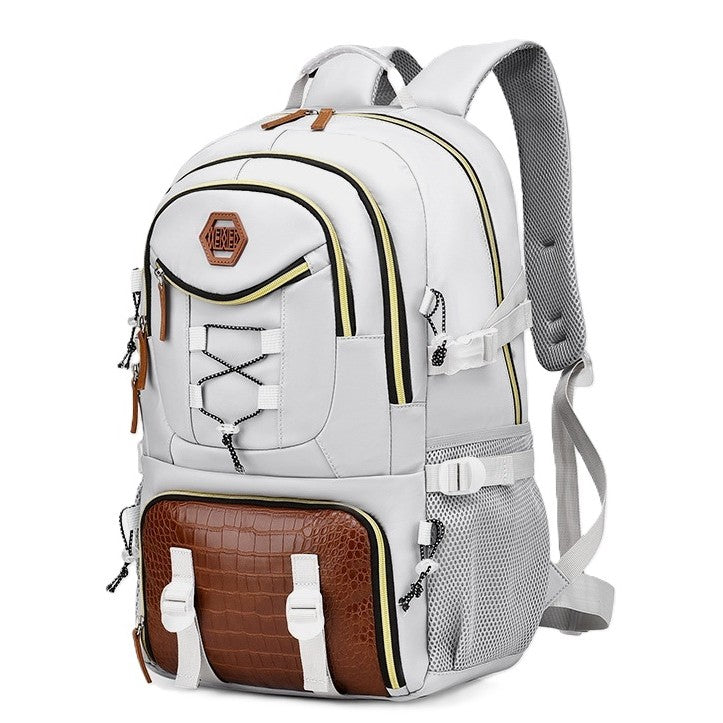 Rucsac Multifunctional pentru Calatorie, Flippy, pentru Alpinism, Voiaj, Drumetii, din Panza Oxford, 34x16x52 cm, Alb-0