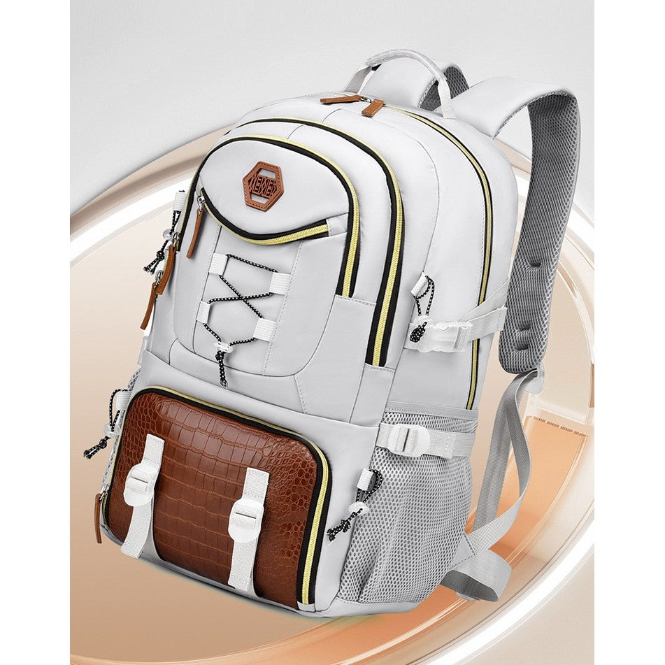 Rucsac Multifunctional pentru Calatorie, Flippy, pentru Alpinism, Voiaj, Drumetii, din Panza Oxford, 34x16x52 cm, Alb-2