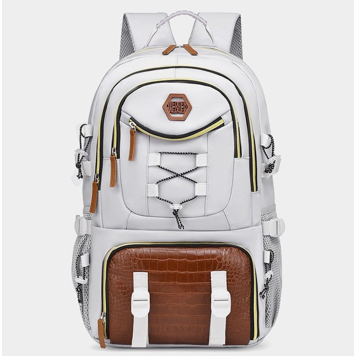 Rucsac Multifunctional pentru Calatorie, Flippy, pentru Alpinism, Voiaj, Drumetii, din Panza Oxford, 34x16x52 cm, Alb-5