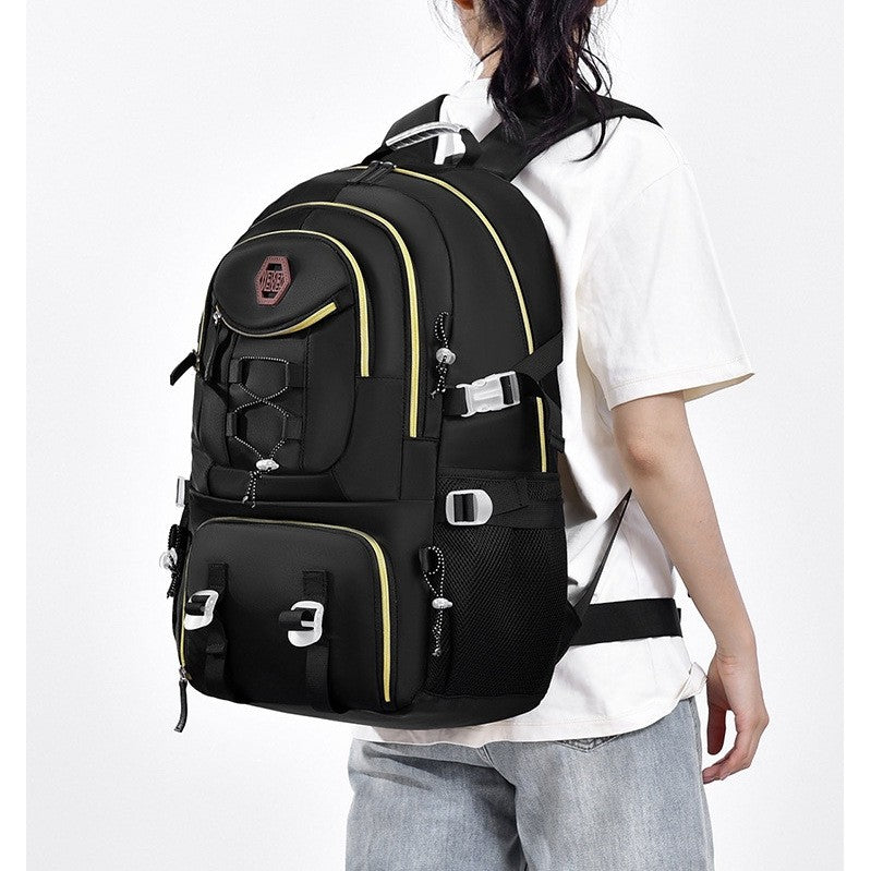 Rucsac Multifunctional pentru Calatorie, Flippy, pentru Alpinism, Voiaj, Drumetii, din Panza Oxford, 34x16x52 cm, Negru-2