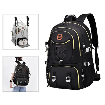 Rucsac Multifunctional pentru Calatorie, Flippy, pentru Alpinism, Voiaj, Drumetii, din Panza Oxford, 34x16x52 cm, Negru-3