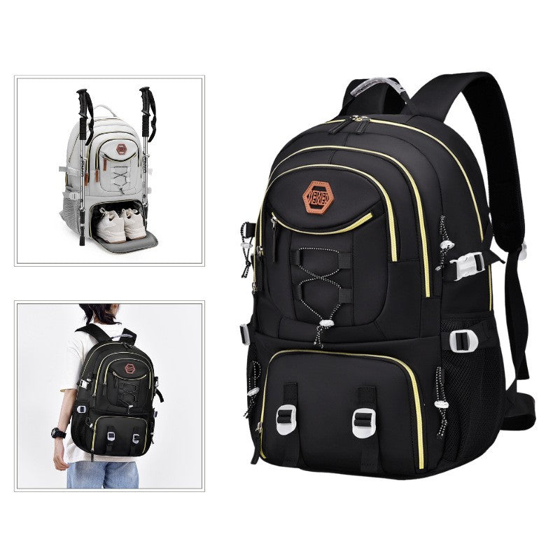 Rucsac Multifunctional pentru Calatorie, Flippy, pentru Alpinism, Voiaj, Drumetii, din Panza Oxford, 34x16x52 cm, Negru-3