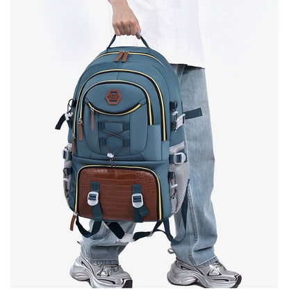 Rucsac Multifunctional pentru Calatorie, Flippy, pentru Alpinism, Voiaj, Drumetii, din Panza Oxford, 34x16x52 cm, Albastru Marin-2
