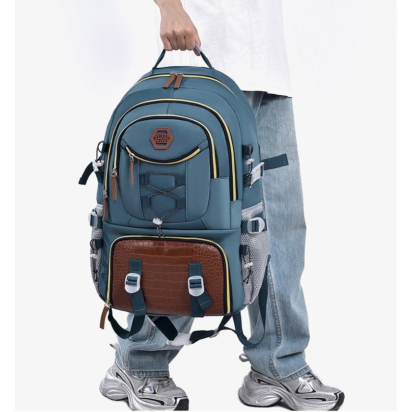 Rucsac Multifunctional pentru Calatorie, Flippy, pentru Alpinism, Voiaj, Drumetii, din Panza Oxford, 34x16x52 cm, Albastru Marin-2