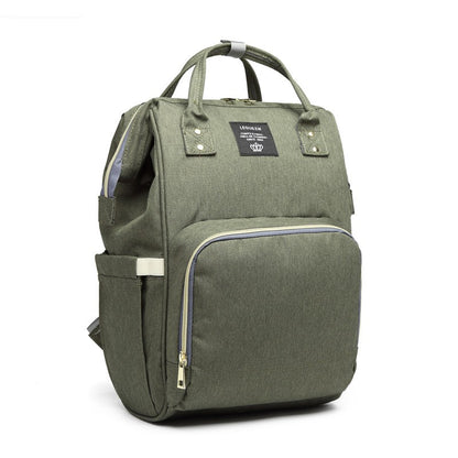 Rucsac Multifunctional pentru Mamici, Flippy, din Panza Oxford, Compartimentare Multipla, Impermeabil, 43 x 18 x 26 cm, Verde Army-1