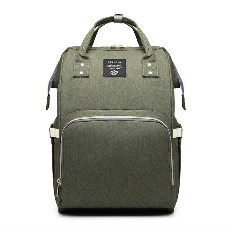 Rucsac Multifunctional pentru Mamici, Flippy, din Panza Oxford, Compartimentare Multipla, Impermeabil, 43 x 18 x 26 cm, Verde Army-3