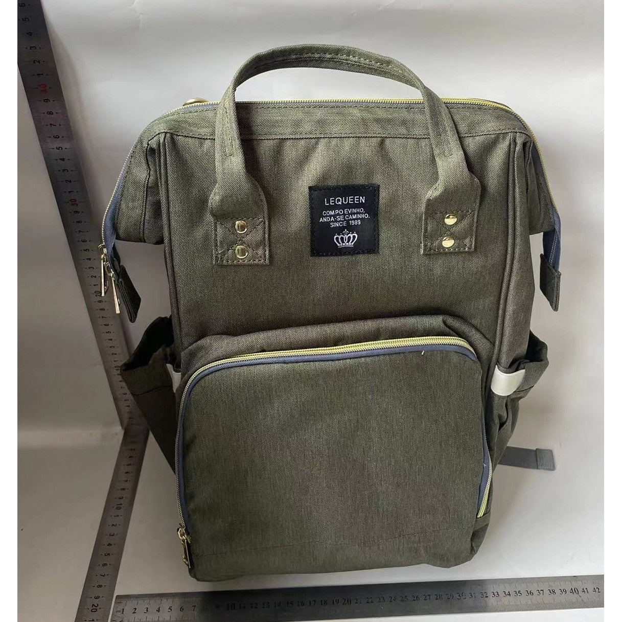Rucsac Multifunctional pentru Mamici, Flippy, din Panza Oxford, Compartimentare Multipla, Impermeabil, 43 x 18 x 26 cm, Verde Army-4