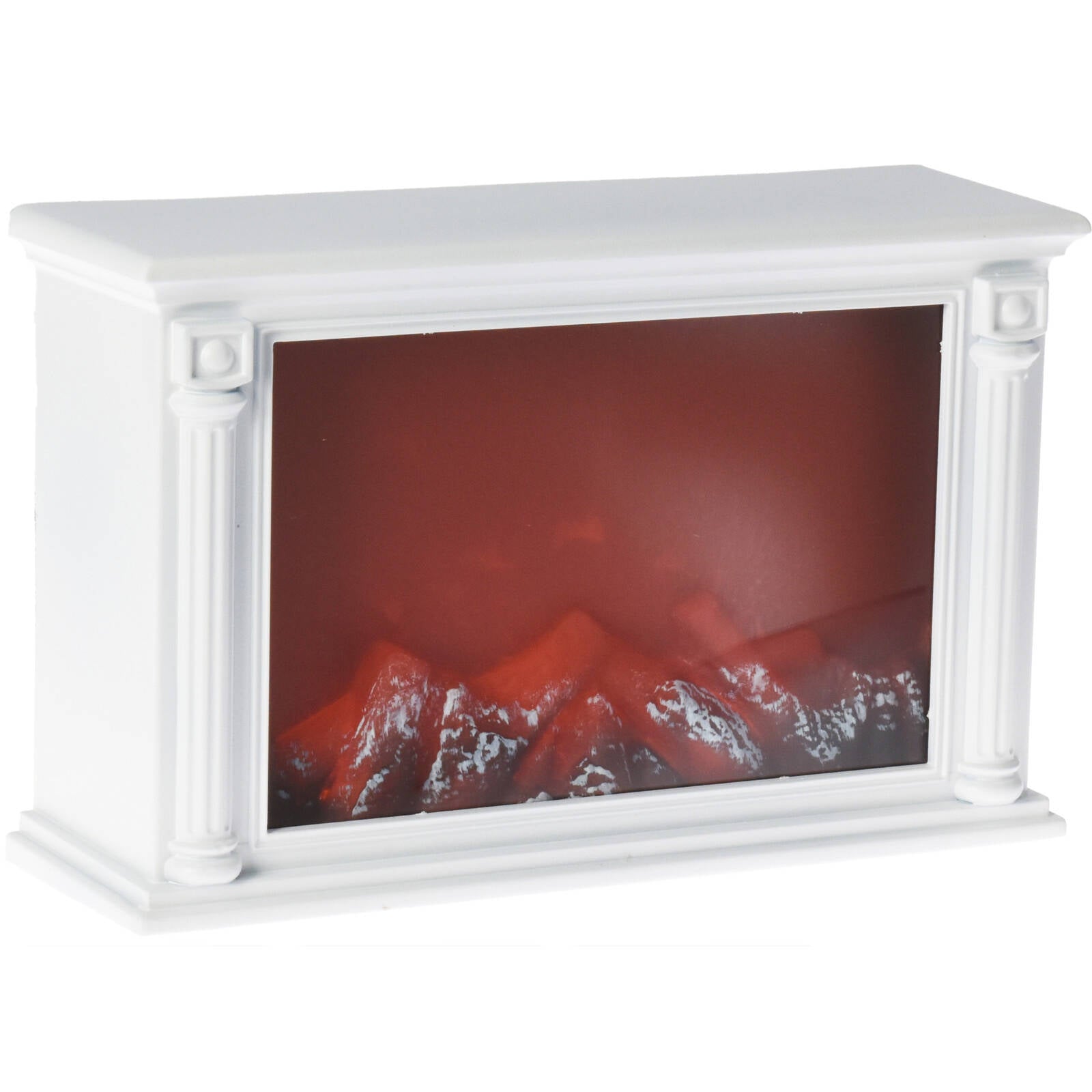 Șemineu Decorativ Luminat cu Efect de Flacără - 28cm x 20cm x 12cm, Funcționare pe Baterii