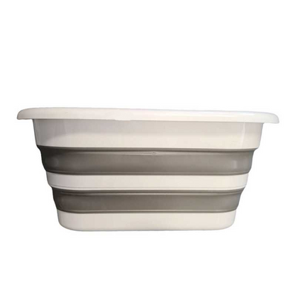 Coș de rufe, lighean silicon pliabil, 38L, alb/gri