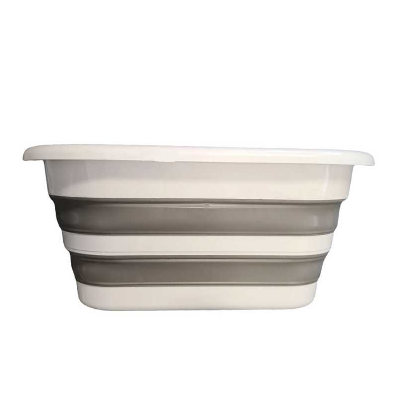 Coș de rufe, lighean silicon pliabil, 38L, alb/gri