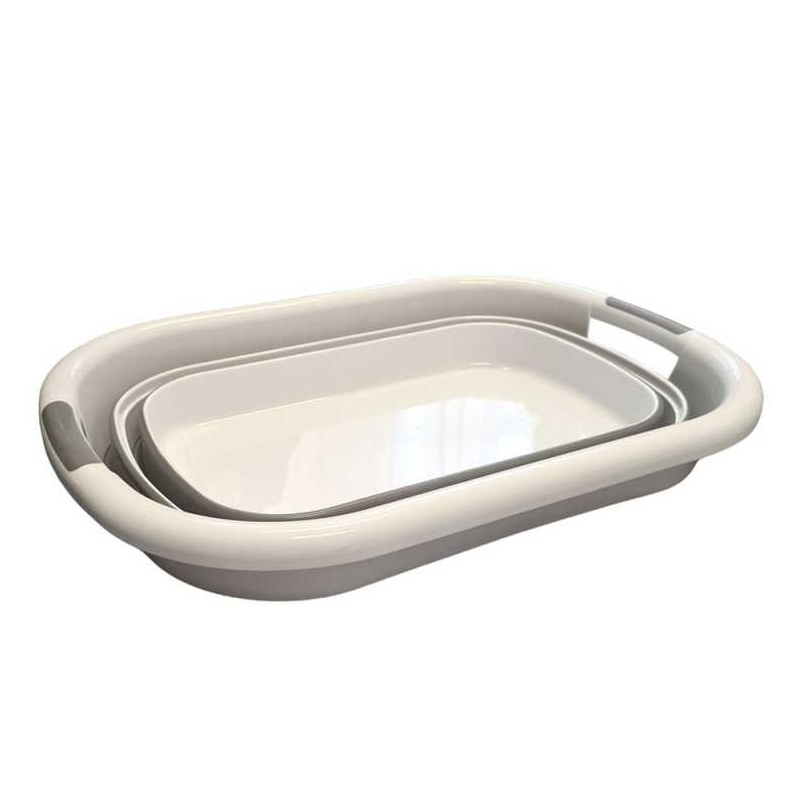 Coș de rufe, lighean silicon pliabil, 38L, alb/gri