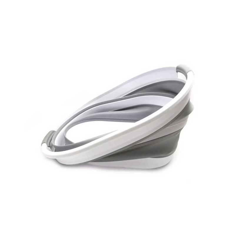 Coș de rufe, lighean silicon pliabil, 38L, alb/gri