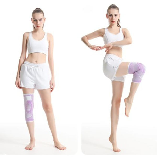 Orteza Elastica pentru Genunchi, Flippy, Ajustabila cu Bretele Elastice, Banda pentru Compresie, Material Respirabil, Marime S, Culoare Roz-3