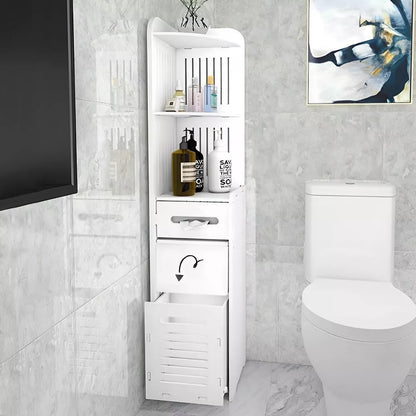 Dulap Vertical Multifuncțional pentru Baie, Bucătărie sau Dormitor, 3 Polițe și 2 Sertare, 120 x 20 x 20 cm