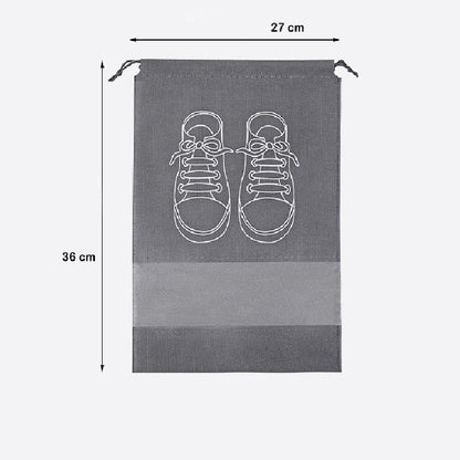 Sac depozitare incaltaminte, pentru voiaj sau depozitare, rezistent la praf, compatibil cu masina de spalat, 27 x 36 cm, gri deschis-2