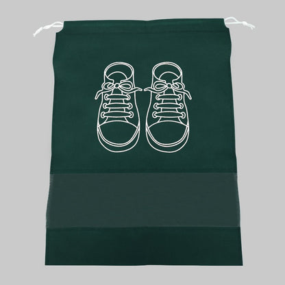 Sac depozitare incaltaminte, pentru voiaj sau depozitare, rezistent la praf, compatibil cu masina de spalat, 27 x 36 cm, verde inchis-1